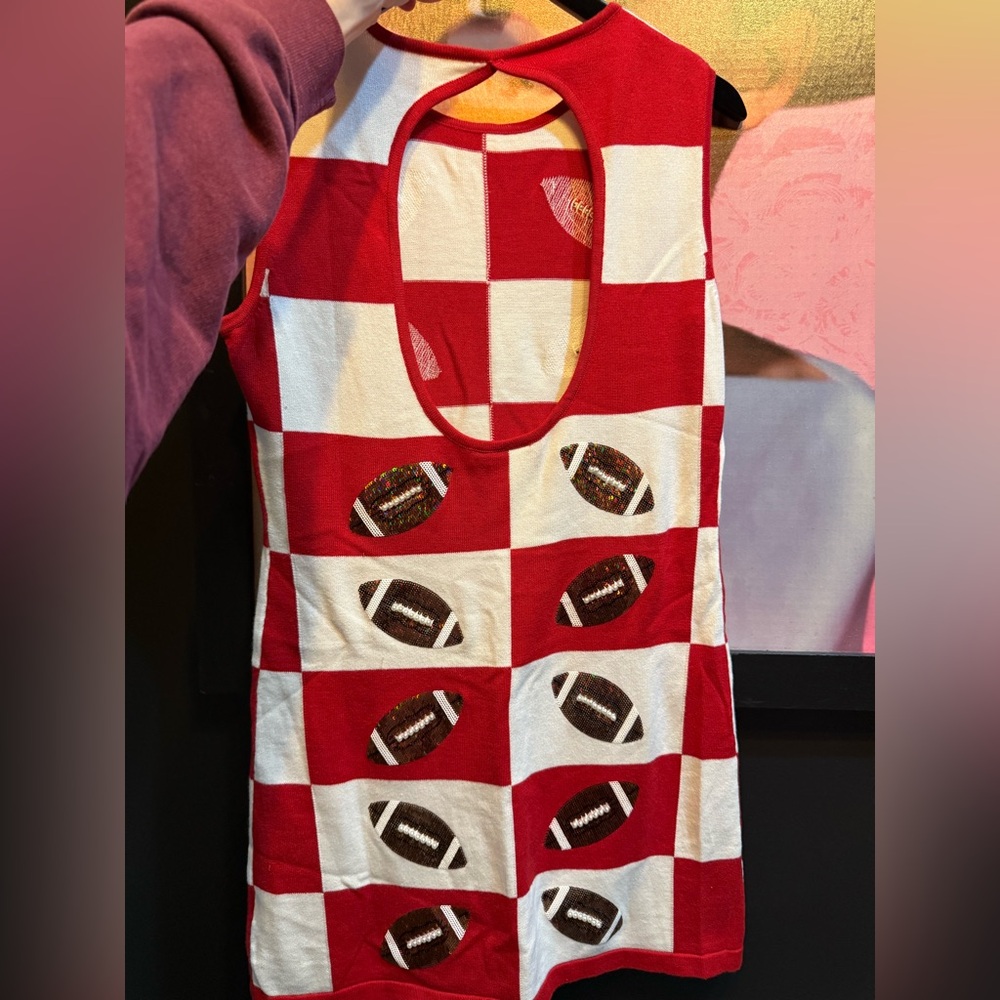 QOS NEW Red/White Football Dress Size: XS - Picture 2 of 3